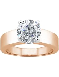 0.90 Ct Round H/I SI1/SI2 Diamond 18K Rose Gold Ring