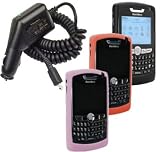 Black, Pink and Orange Silicone Skin Cover Case with Car Charger for Blackberry 8800 8820 8830