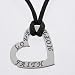 Sterling Silver Heart Shaped LOVE FAITH HOPE Affirmation Pendant on Black Satin Cord. #8956