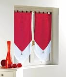Paire de voile bicolore &agrave; pompons 2x60x120cm ROUGE - Les Douces Nuits de Ma&eacute;
