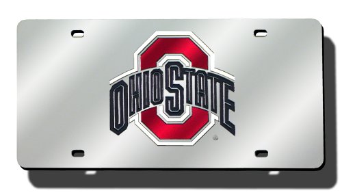 NCAA Ohio State Buckeyes Laser Cut Auto Tag, Silver