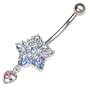 Sterling Silver, Stainless Steel and Crystal Star Belly Bar by Paris Hilton
