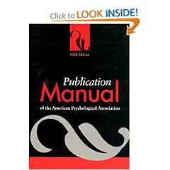 Publication Manual of the American Psychological Association, Fifth Edition