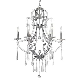 Chrome and Clear Crystal Six-Light Chandelier by Vienna Full Spectrum