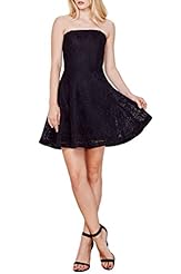 Strapless Fall Polyester Lace Mesh Party Dress 