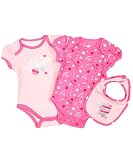 Apple Bottoms Sweet Apples Bodysuits & Bib Set (Sizes 0M - 9M) - rose pink, 6 - 9 months