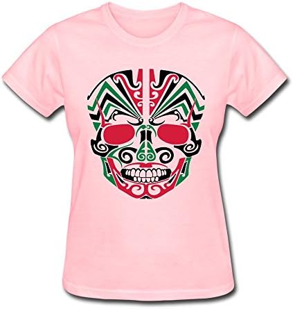 PCY Women's Personalised Custom Skull Mask Summer T-shirt XS Pink
