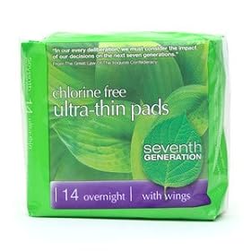 Seventh Generation Feminine Care Ultra-thin Overnight with Wings 14 count Chlorine Free Pads