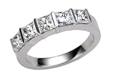 1.90ctw Princess Cut 5-Stone Bar Set Platinum Ring (SI1/2, H-I)