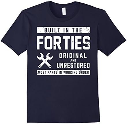 Men's Built in the Forties Original Unrestored Birthday Gift Tee Large Navy