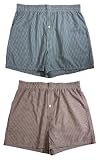2 Pair 100% Woven Cotton Mens Boxer Shorts