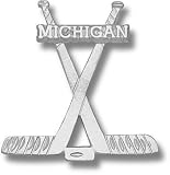 Michigan Wolverines Solid Sterling Silver ''MICHIGAN'' Hockey Sticks Pendant