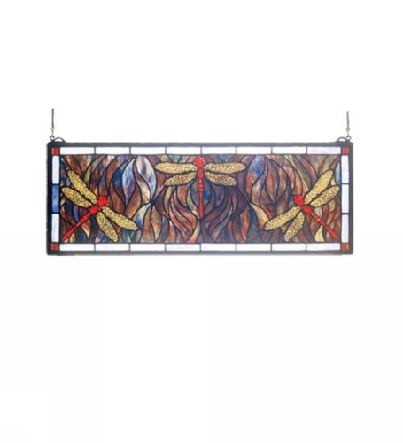 Floral Insects Tiffany Dragonfly Trio Stained Glass Window On Sale