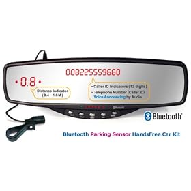 Bluetooth Rearview Mirror HandsFree Car Kit with 4 sensors Ultrasonic Backup Parking Sensors (UNIVERSAL FIT)