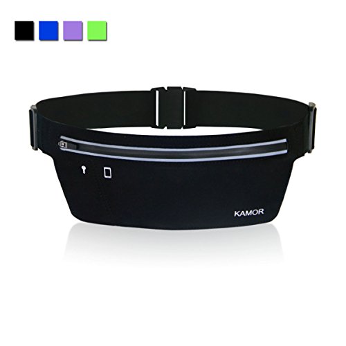 KamorUltra Slim Running Belts Runner Race Belt Fitness Workout Belt Sport Waist Pack Pouch Exercise Waist Bag iPhone 7 6 6s 5 plus Samsung Workouts Cycling Hiking Walking Running