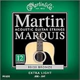 Martin Marquis 12-String 80/20 Bronze Acoustic Guitar Strings (M1600, 10-47, Extra Light)