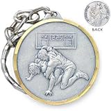 Pewter Two Tone St Christopher Wrestling Key Chain