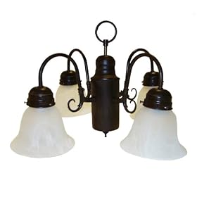 Yosemite Home Decor 1434-4DB Manzanita 4 Light Chandelier, Frosted White Marble Glass, Dark Brown Finished Frame, 24" x 13"
