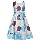 Rare Editions Girls 7-16 IVORY BROWN AQUA-BLUE SAGE-GREEN LARGE DOT SHANTUNG Special Occasion Wedding Flower Girl Easter Party Dress