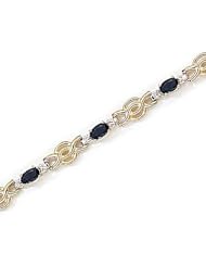 14kt Yellow Gold Oval Blue Sapphire and Diamond Bracelet