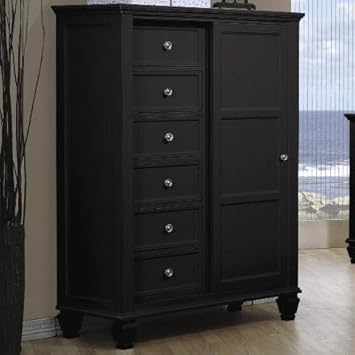 Coaster Sandy Beach 8 Drawer Chest with Sliding Door in Black finish