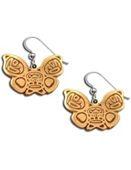 14K Yellow Gold Northwest Coast Native American Butterfly Earrings. Made in USA.