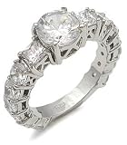 Round and Princess Cut CZ Engagement Ring