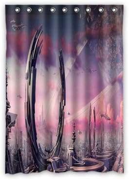 Comfortable Transport City rings Spaceships Planets Window Curtains/drape/panels/treatment Polyester Fabric Office/Home/Bedroom Decor 52"x 72"