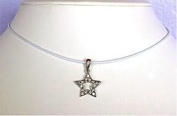 Necklace - N258 - Crystal Star on White Cord ~ Clear