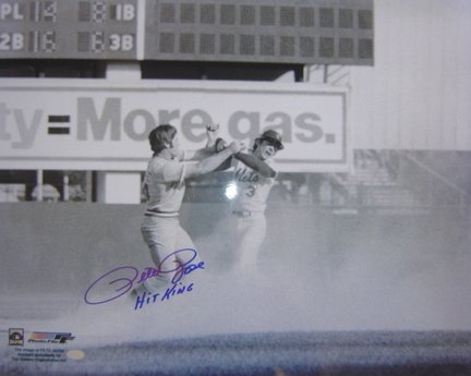 Pete Rose Autographed Cincinnati Reds 16x20 Photo w/ Hit King Inscription