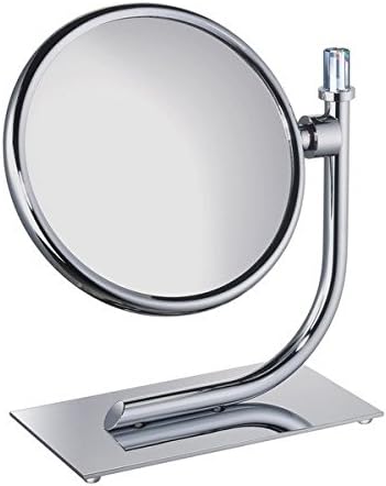 Concept Round Table 3x Circular Magnifying Make up Cosmetic Mirror W/ Swarovski Crystals Polished Chrome