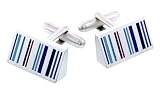 Silver plated brushed finish wedge shaped cufflinks with enamel