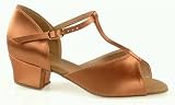 122C Delpfine Girls' Sandal with a 1.5 Cuban Heel in Flesh Satin (sizes Girls' 1 - Women's 8)