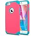 iPhone 6 Case, Lumsing Hard&Soft Rubber High Impact 2-Piece Double Layer Armor Hybrid Defender Case Protective Cover Protection for Apple iPhone 6 (4.7 inch Screen) with Screen Protector (Rose Red/Light Blue)