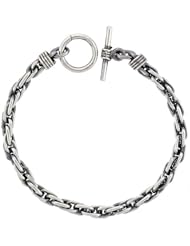 Sterling Silver Handmade Long Rope Bracelet Toggle Clasp Handmade 1/4 inch wide, sizes 8, 8.5 & 9 inch