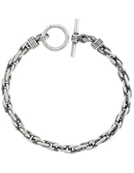 Sterling Silver Handmade Long Rope Bracelet Toggle Clasp Handmade 1/4 inch wide, sizes 8, 8.5 & 9 inch