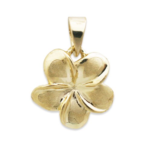 Plumeria Necklace Pendant in 14K Yellow Gold-11mm