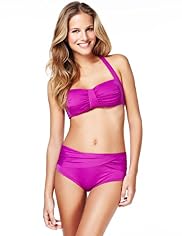 Halterneck Gathered Front Padded Bikini Top