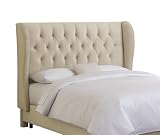 Skyline Furniture Velvet Tufted Queen Wingback Headboard, Buckwheat