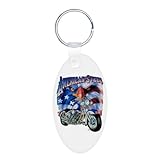 IMAGE OF Aluminum Oval Keychain American Steel Eagle US Flag and Motorcycle
