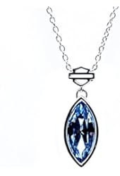 Harley-Davidson Womens Light Sapphire Marquise B&S Necklace