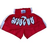 Thai boxing shorts muay thai kick boxing Short kickboxing Martial Arts Contact Satin Red Large