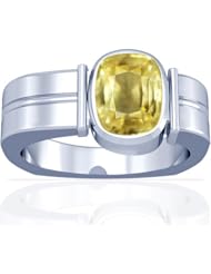 18K White Gold Cushion Cut Yellow Sapphire Solitaire Ring