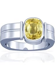 14K White Gold Cushion Cut Yellow Sapphire Solitaire Ring