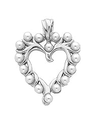 Platinum White Akoya Cultured Pearl Heart Pendant -- LIFETIME WARRANTY