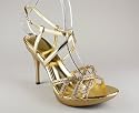 Metallic Rhinestone Strap Heel