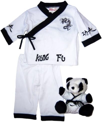 US Giftwear Boys KungFu Fighter Set 3/4 Pants + Free Bear Size:12m-6x