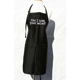 Black Embroidered Apron Can I Toss Your Salad