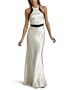 ABS Allen Schwartz Women's Sequin Panels Long Satin Gown,Black/Ivory,8