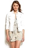 Armani Exchange Womens Lace Cut-Out Trucker Jacket